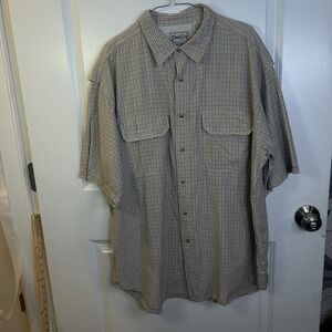 Bimini Bay Mens Short Sleeve Button Down Plaid Vented Fishing Shirt Size XXL